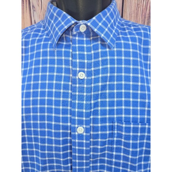 Johnston & Murphy Mens Blue Check Jacquard Dress Shirt Large - Picture 3 of 8